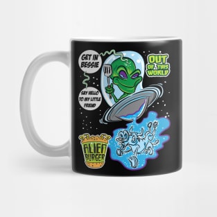 Alien Cow Abduction by an extraterrestrial in a UFO with a spatula Mug